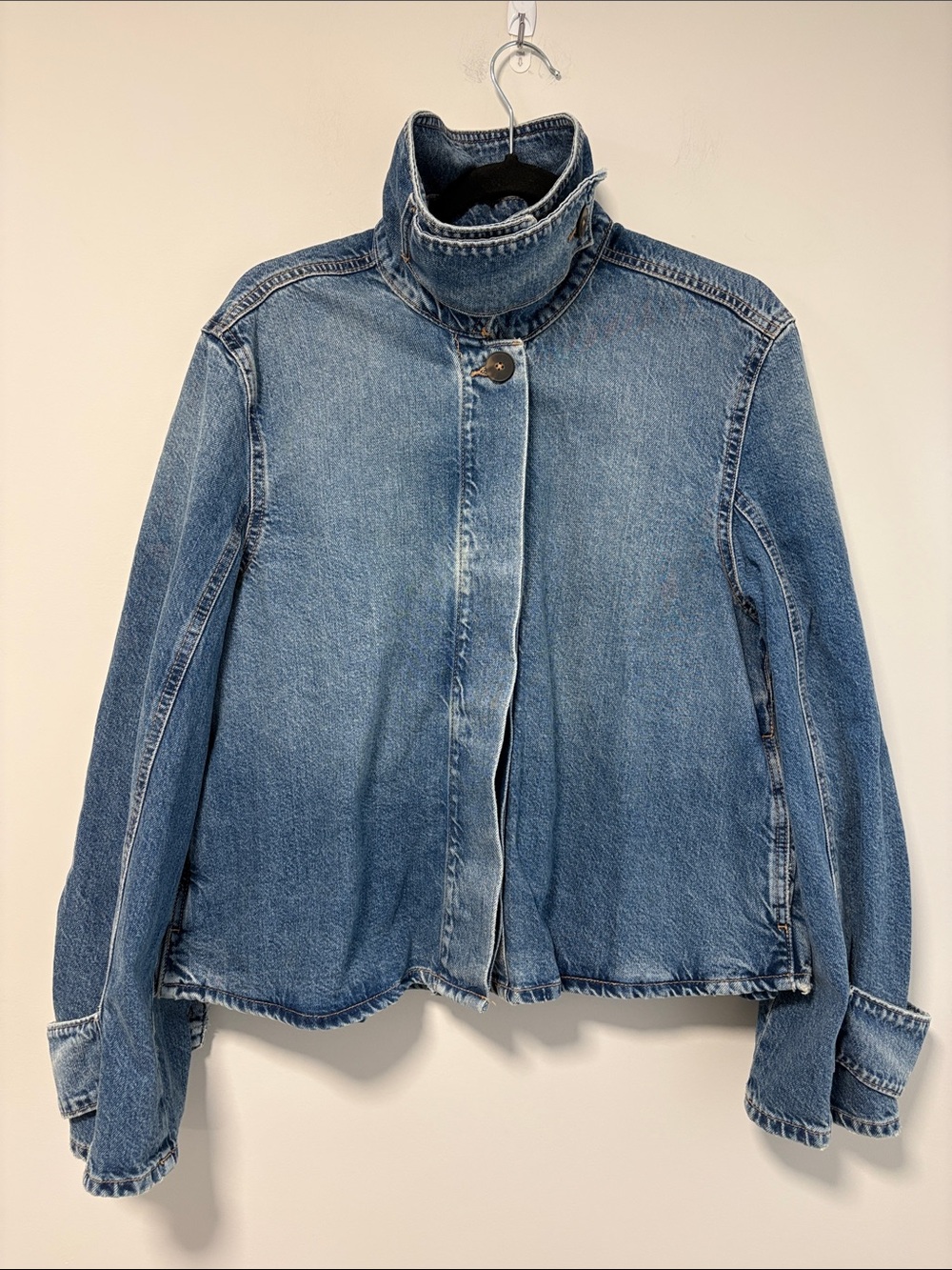 Zara Light Blue High-Neck Denim Jacket